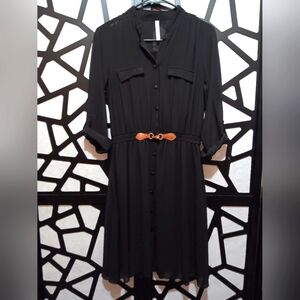 RnB: Rich & Beautiful, Like You! - Sheer Long-sleeve Button Up Dress - Black - S
